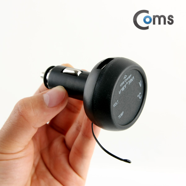 Coms 차량용 시가 테스터기(3 in 1) / 전압/온도 측정, USB 1P / 시가잭(시거잭)