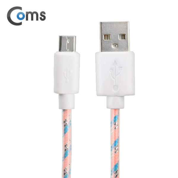 Coms USB/Micro USB(B) 케이블(야광) 3M, Pink