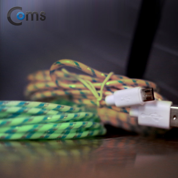 Coms USB/Micro USB(B) 케이블(야광) 3M, Pink