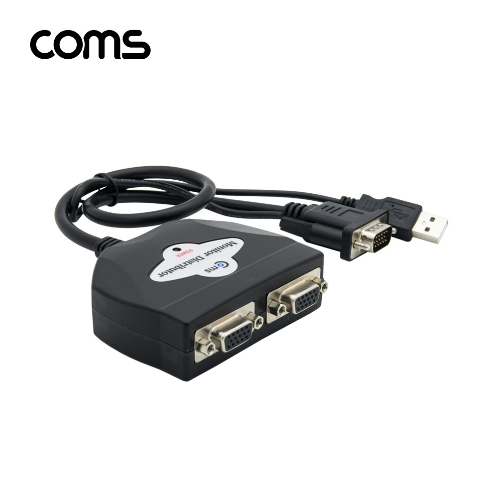 Coms 모니터 분배기 2:1, 케이블 일체형/ USB 전원