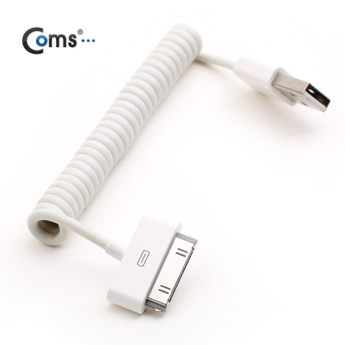 Coms USB 2.0 케이블(Short/iOS 스마트폰),스프링 White, 데이터/충전, 15~50cm
