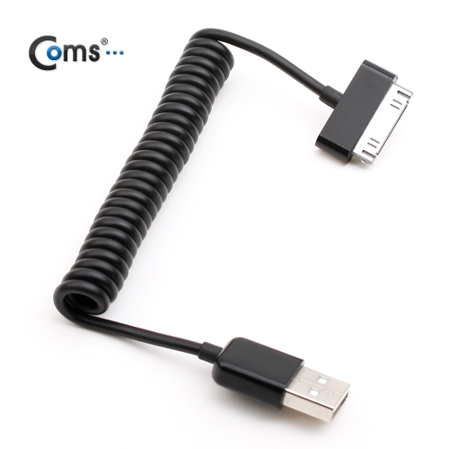Coms USB 케이블(Short/IOS),스프링 Black, 데이타/충전, 15~50cm