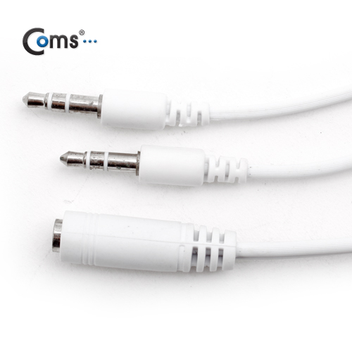 Coms iOS 스마트폰 4극 연장 Y 케이블(이어폰/마이크) 60cm, 4극 ->3극