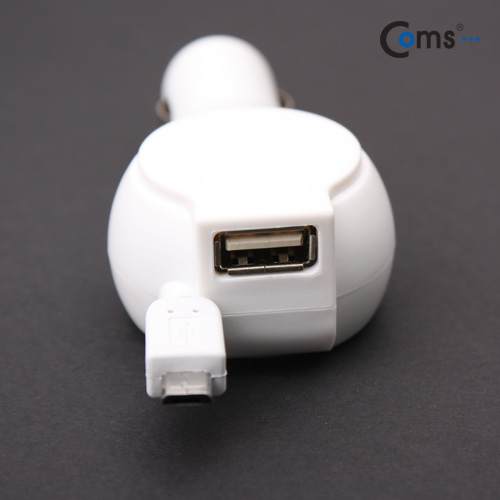 Coms DC 시가잭 USB 1P+Micro B(자동감김-70cm), 2.1  흑색/백색/ 시거잭