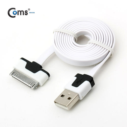 Coms iOS 스마트폰 플랫 케이블 3M 충전/데이터(화이트)/8핀