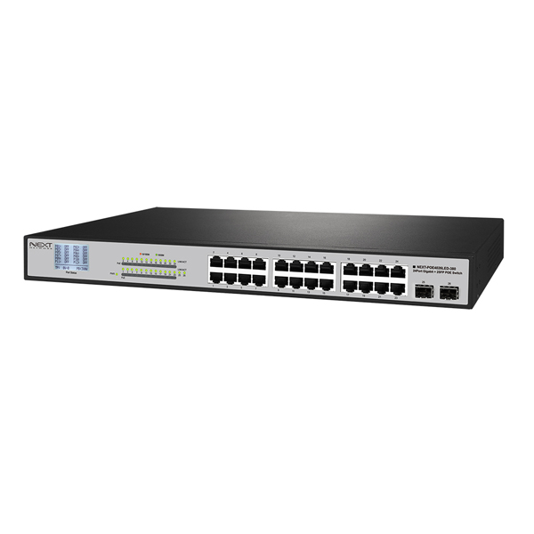 NEXT-POE4026LED-380 24포트 기가비트 LCD POE+스위치/2SFP지원