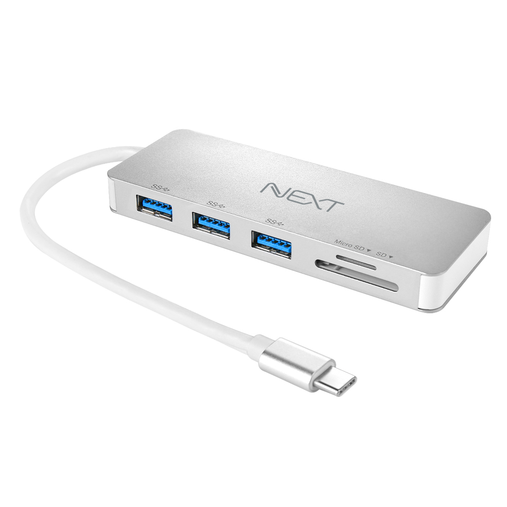 NEXT-9714TC 타입C to USB3.0 3포트+SD/Micro SD 카드리더기