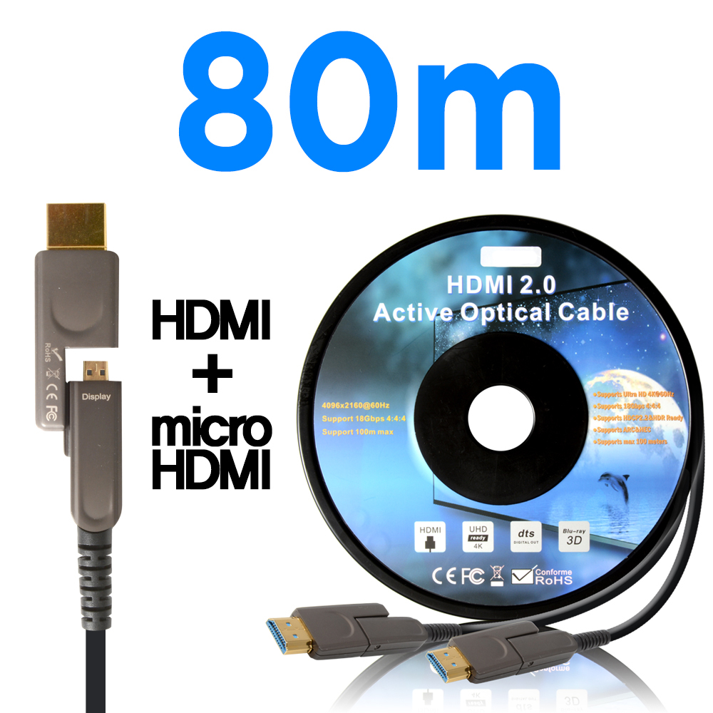NEXT-3080HAOC-M HDMI 케이블 AOC 광 하이브리드 4K 80M
