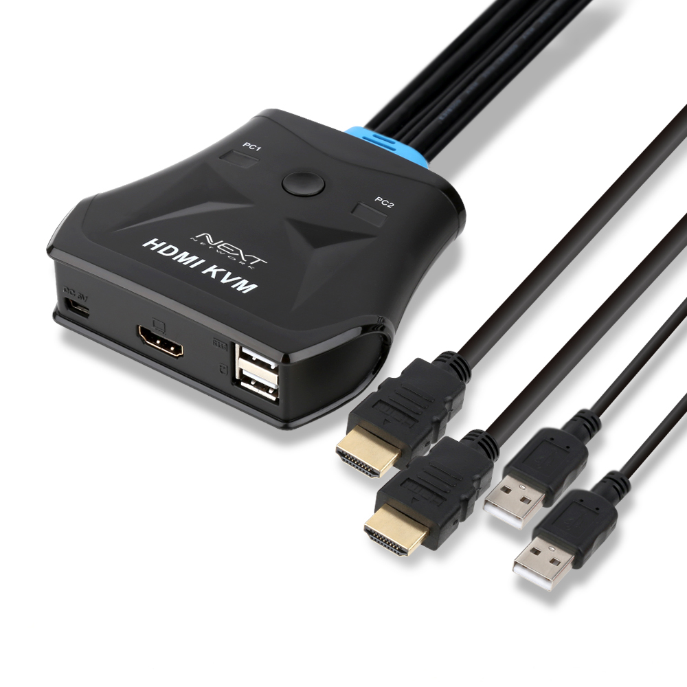 NEXT-622HC-KVM 2대1 KVM 스위치 USB HDMI 케이블일체형
