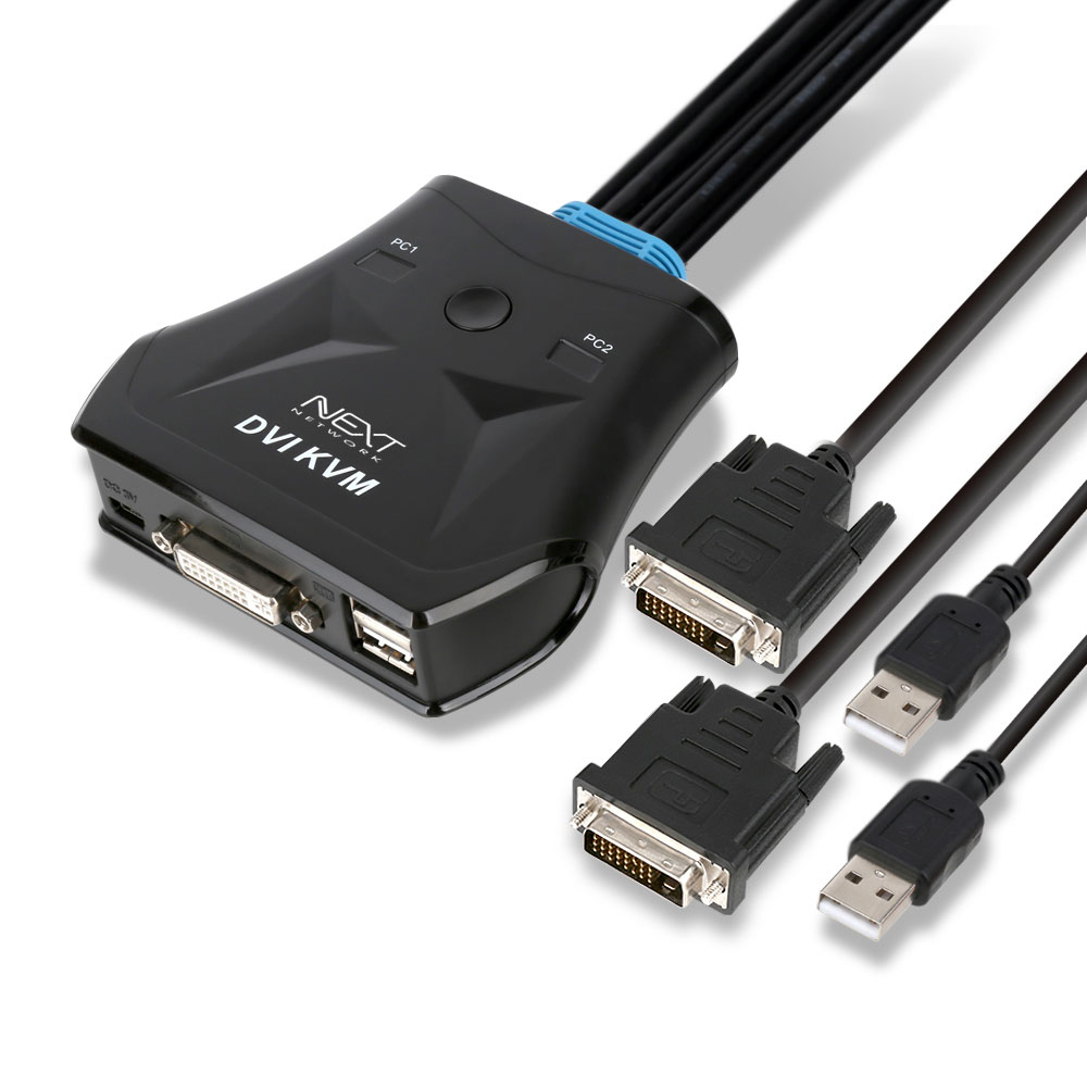 NEXT-632DC-KVM 2대1 KVM 스위치 USB DVI 케이블일체형