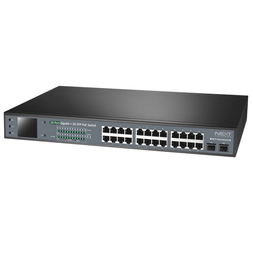 NEXT-POE2428LED-PM 24포트 기가 POE 스위칭허브 2SFP
