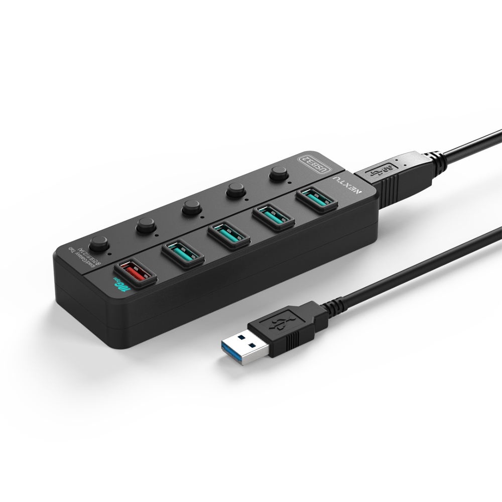 5포트 10Gbps USB3.2 유전원 허브 USB-A 3.2 GEN2 10G 유전원 5허브 / 퀵차지 1포트 / GEN2 10Gbps 전송속도