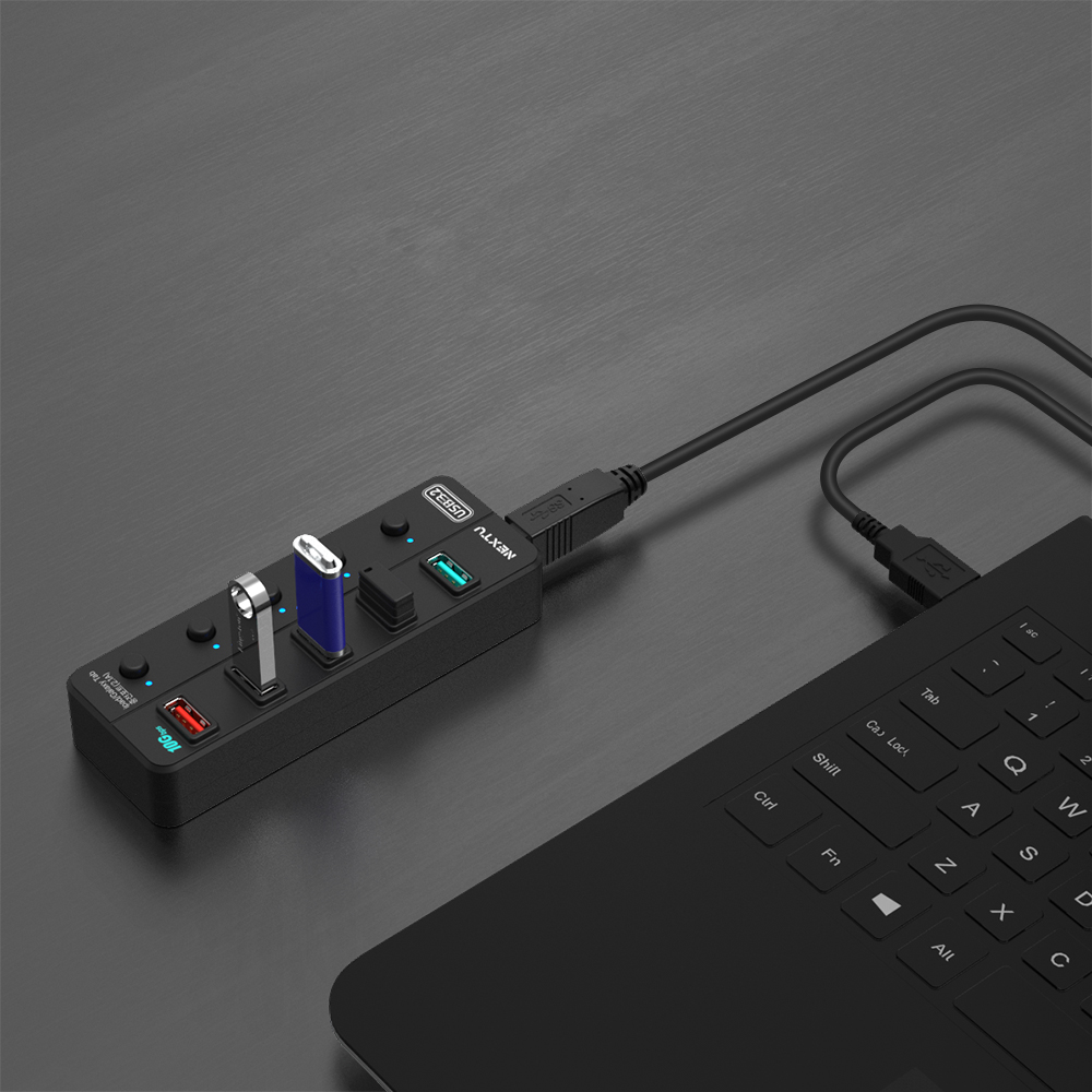 5포트 10Gbps USB3.2 유전원 허브 USB-A 3.2 GEN2 10G 유전원 5허브 / 퀵차지 1포트 / GEN2 10Gbps 전송속도