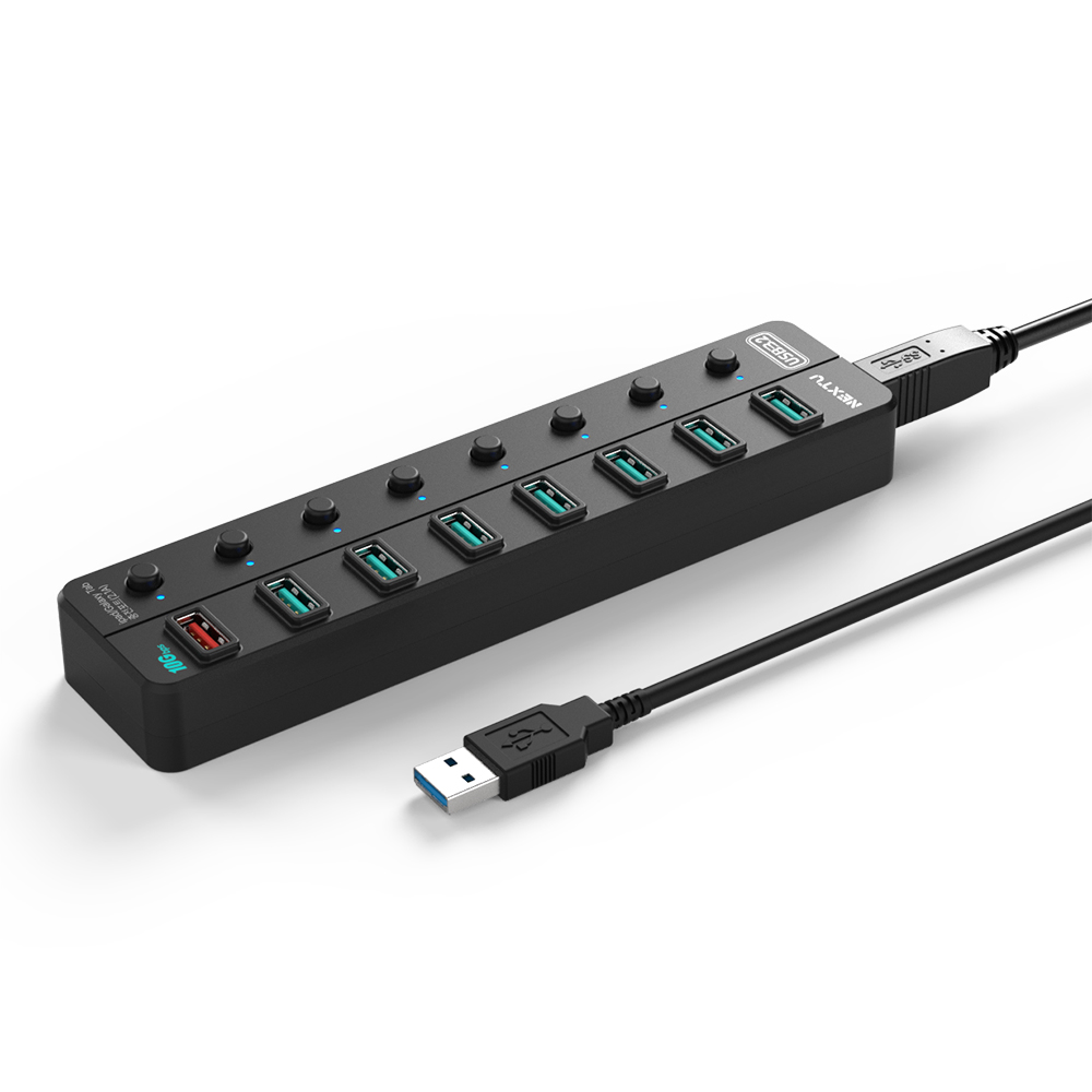 8포트 10Gbps USB3.2 유전원 허브 USB3.2 Gen2 10G 7포트 + 1포트 퀵차지 충전포트지원 유전원허브