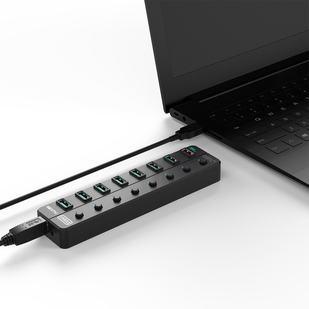 8포트 10Gbps USB3.2 유전원 허브 USB3.2 Gen2 10G 7포트 + 1포트 퀵차지 충전포트지원 유전원허브
