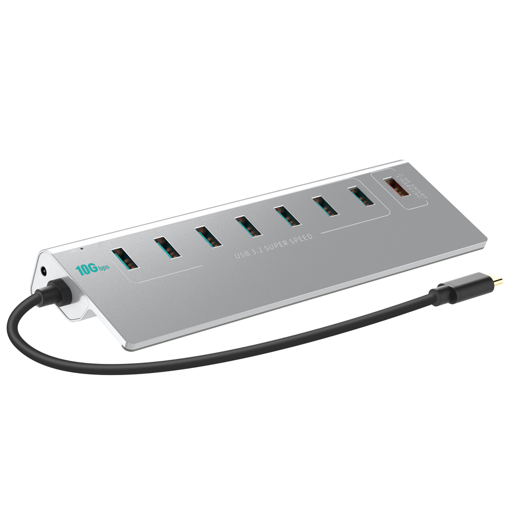 C타입 유전원 8포트 USB허브 +고속충전 USB3.2 GEN2 10G XT1301060