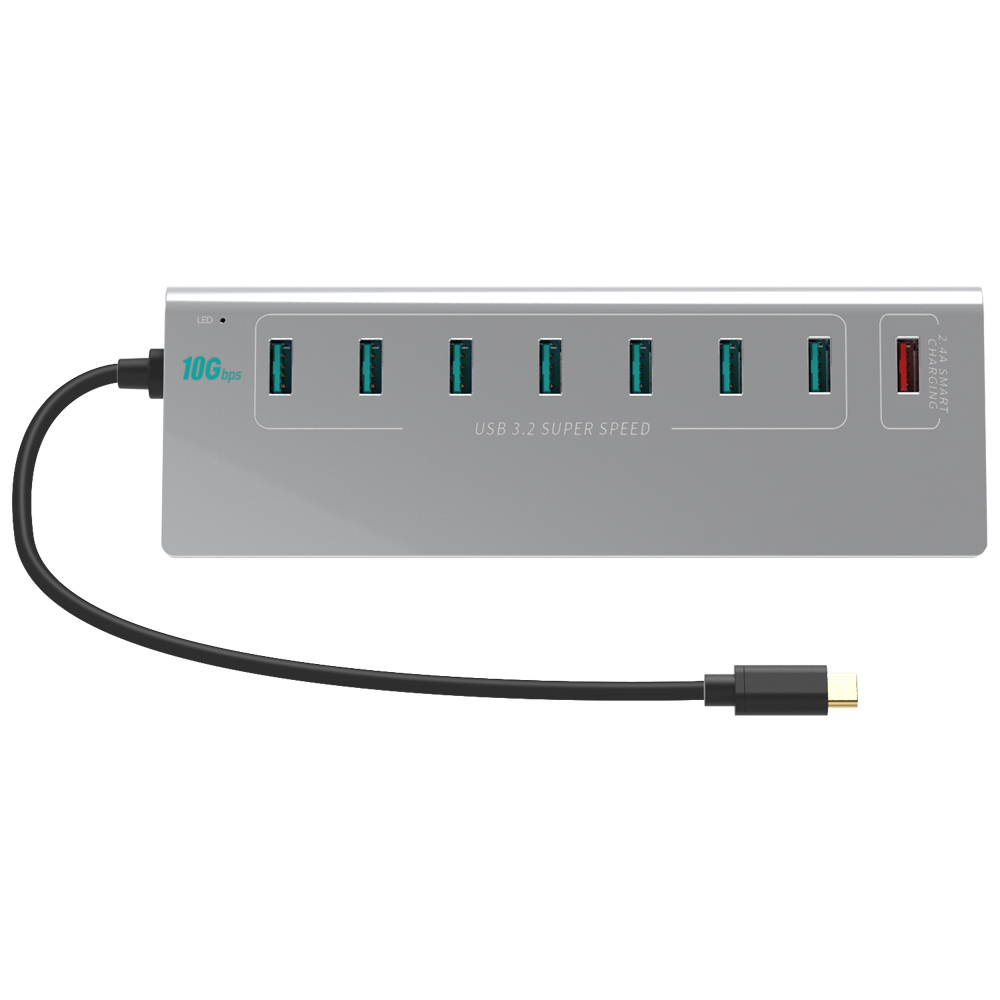 C타입 유전원 8포트 USB허브 +고속충전 USB3.2 GEN2 10G XT1301060