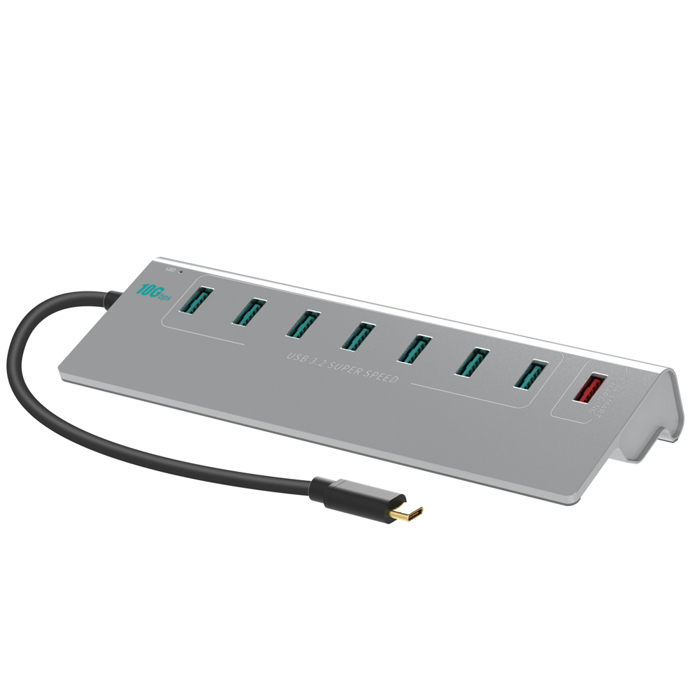 C타입 유전원 8포트 USB허브 +고속충전 USB3.2 GEN2 10G XT1301060