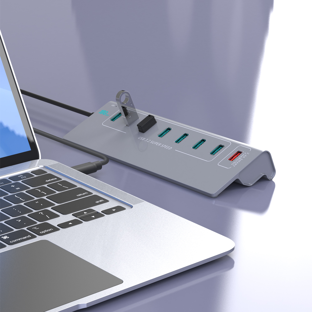 C타입 유전원 8포트 USB허브 +고속충전 USB3.2 GEN2 10G XT1301060
