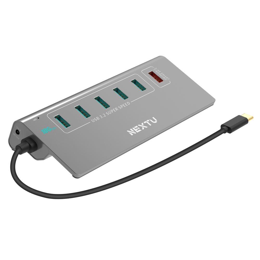 C타입 유전원 6포트 USB허브 +고속충전 USB3.2 GEN2 10G XT1301056