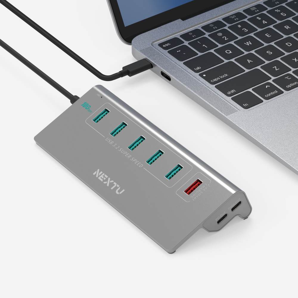 C타입 유전원 6포트 USB허브 +고속충전 USB3.2 GEN2 10G XT1301056