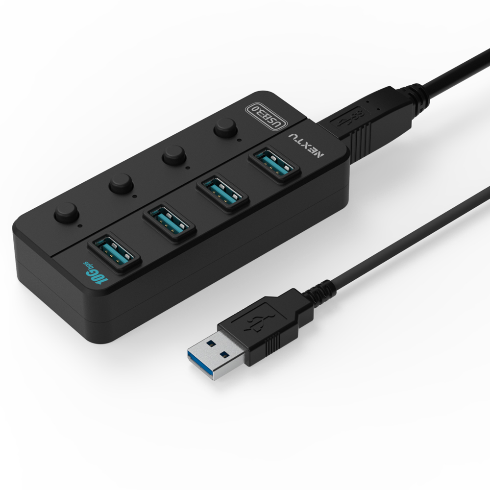 무전원 4포트 개별 전원버튼 USB허브 USB3.2 GEN2 10G XT1301064