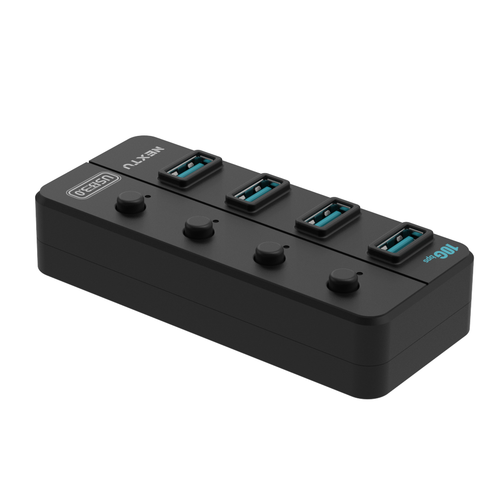 무전원 4포트 개별 전원버튼 USB허브 USB3.2 GEN2 10G XT1301064