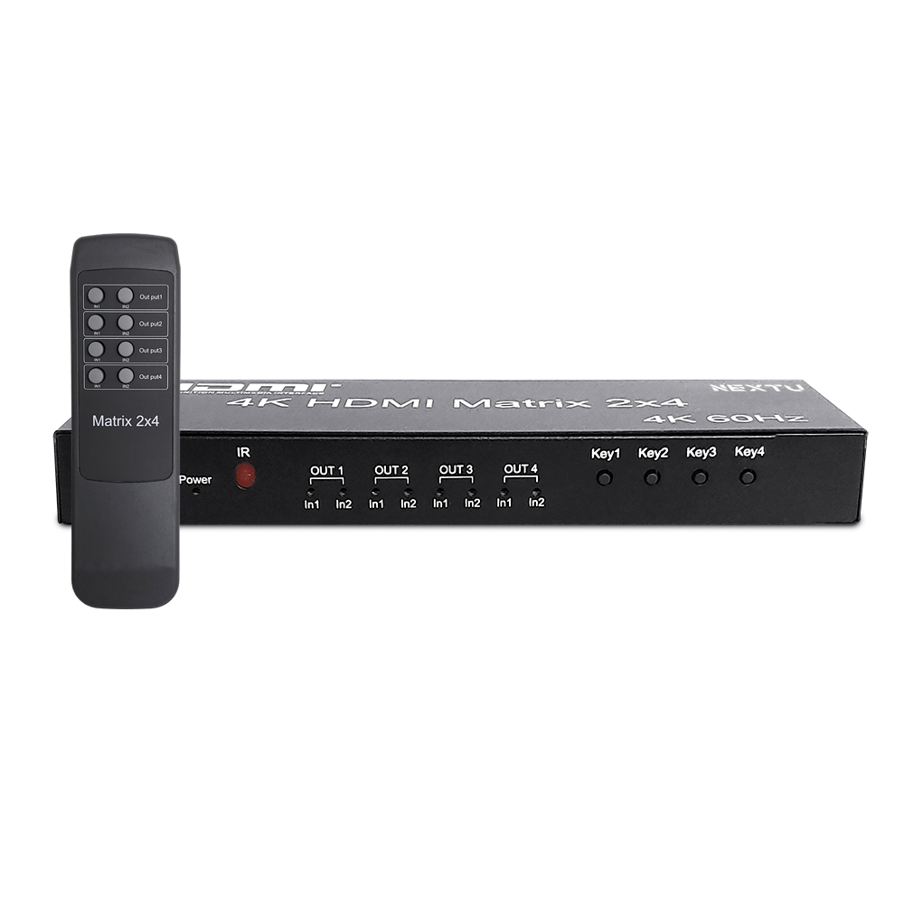 HDMI 4K 60HZ 4:4:4 매트릭스 스위치 입력 2포트 출력 4포트 HDCP 2.2 다운스케일링 지원 IR 리모컨 지원