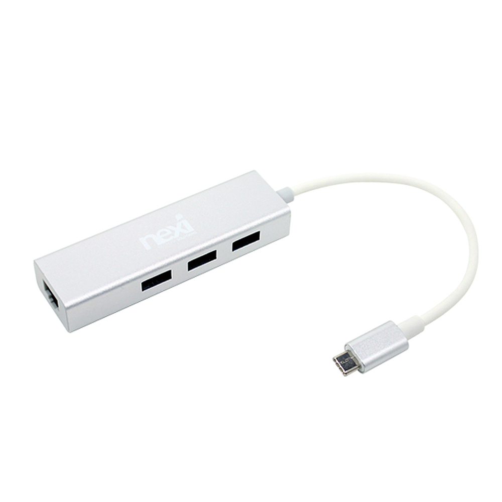 넥시 USB 3.1 C타입 3포트 허브 기가 유선 랜카드 NX409