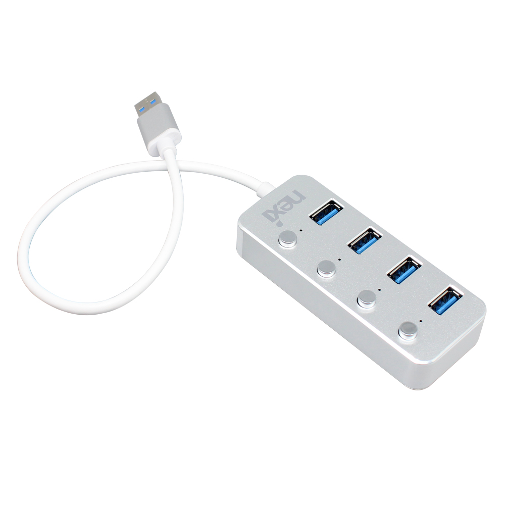 넥시 USB 3.0 4포트 허브 무전원 실버 NX626