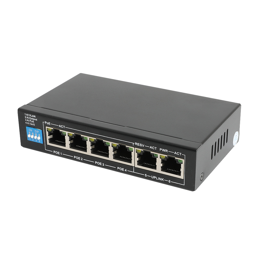 넥시 4 PoE+2 Uplink PoE스위치 60W NX1003