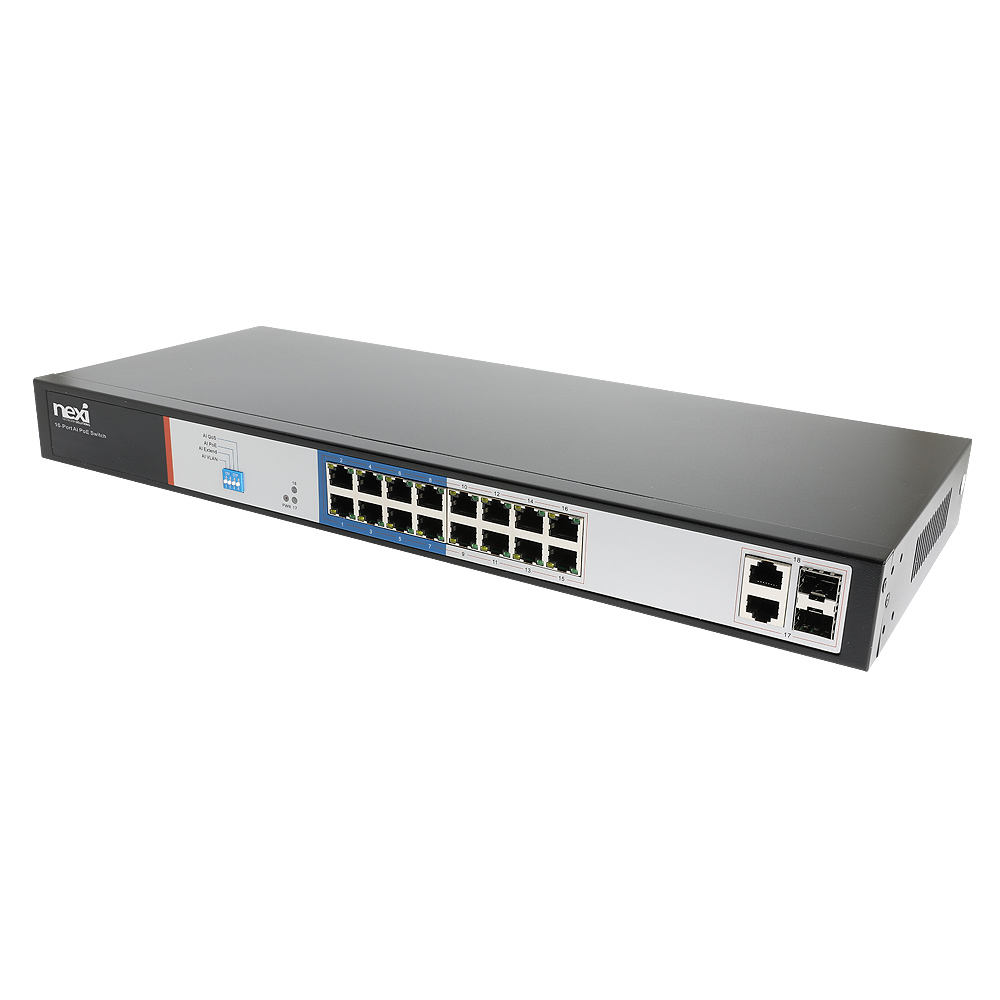 넥시 16 PoE+2 Uplink+2 SFP Combo PoE스위치 250W NX1005