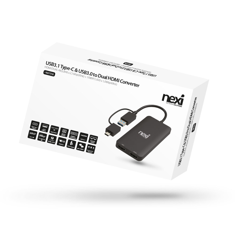 넥시 USB 3.1 C타입 A타입 듀얼 HDMI 컨버터 NX1316
