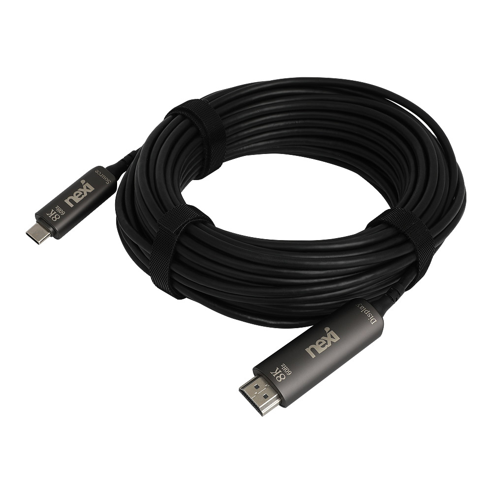 넥시 USB3.1 C타입 to HDMI2.1 AOC 하이브리드 광 케이블 15M NX1356