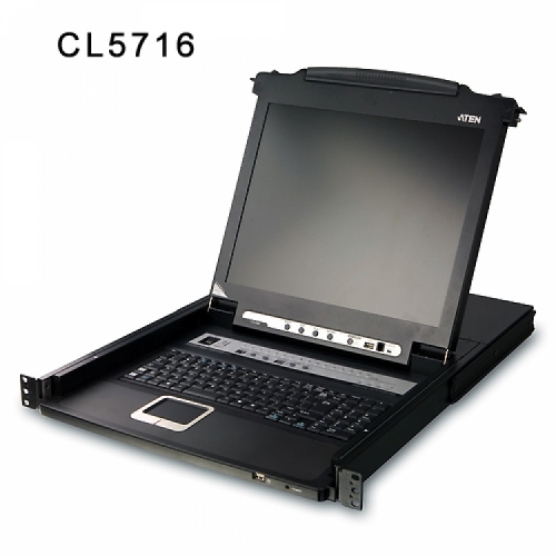 19" Single Rail 16-Port PS/2-USB LCD KVMP