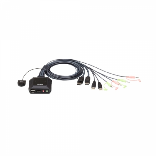 2포트 USB DisplayPort 케이블 KVM 스위치 + 원격 포트 선택기 CS22DP