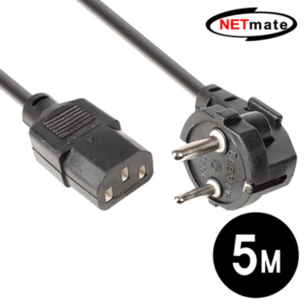 NETmate NMP-SPC050 220V 전용 3구 AC 파워 케이블 5m (블랙)