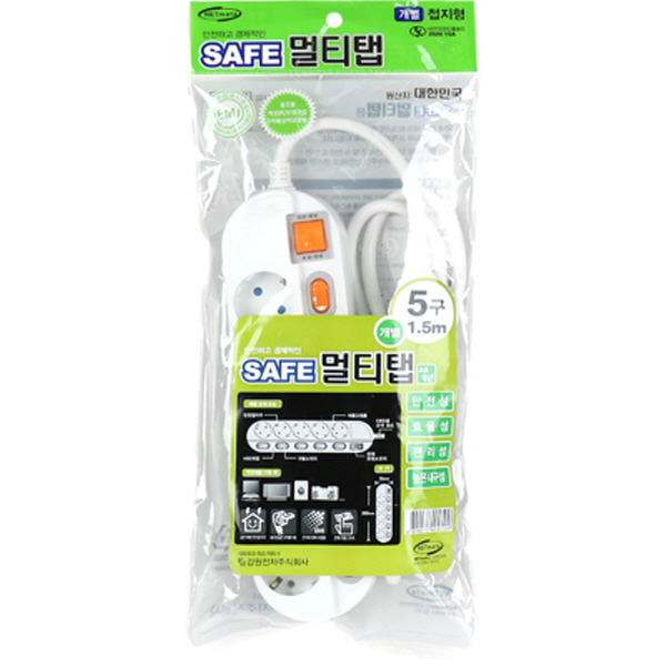SAFE 멀티탭 NM-515SFS 5구 개별 접지 1.5m