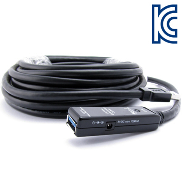 NETmate CBL-302-5M USB3.0 리피터 5m (전원 아답터 포함)