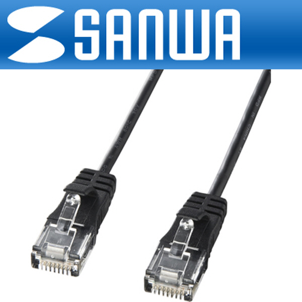 SANWA KB-SL6-005BK CAT.6 UTP다이렉트 초슬림 케이블 0.5m