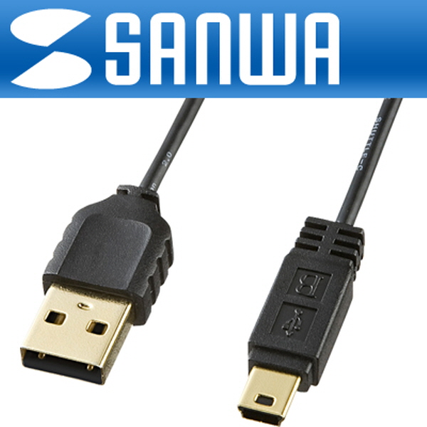 SANWA KU-SLAMB525BK 초슬림 USB2.0 Mini 5핀 케이블 2.5m