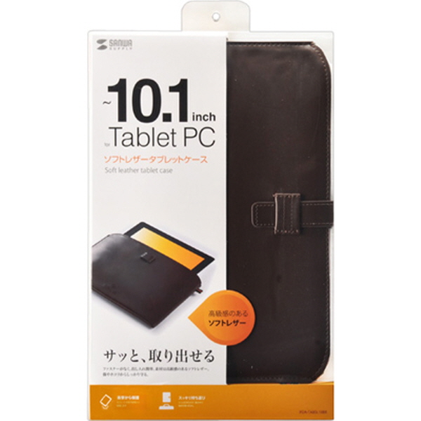 SANWA PDA-TABSL10BR 10.1형 태블릿PC 소프트 인조가죽 케이스(브라운)