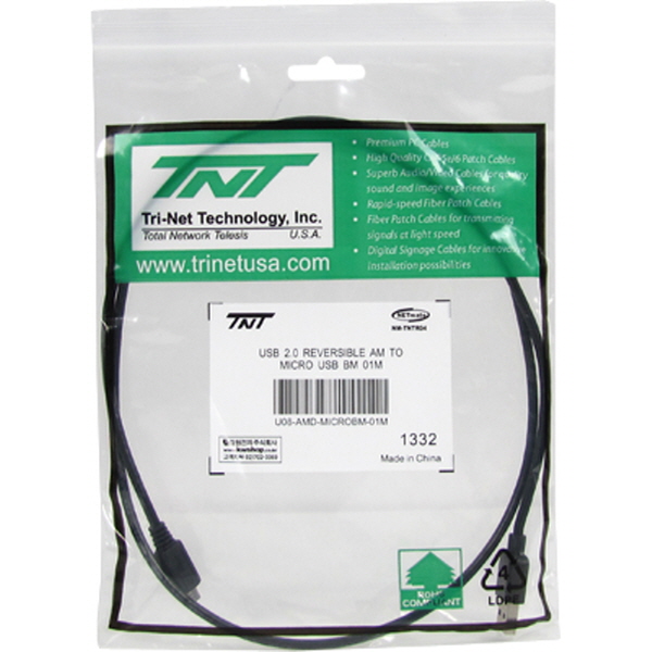 TNT NM-TNTR04 USB2.0 양면인식 마이크로 5핀 케이블 1m