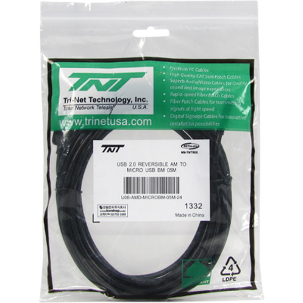 TNT NM-TNTR06 USB2.0 양면인식 마이크로 5핀 케이블 5m
