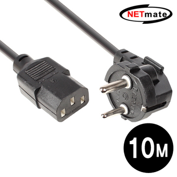 NETmate NMP-SPC100 220V 전용 3구 AC 파워 케이블 10m (블랙)