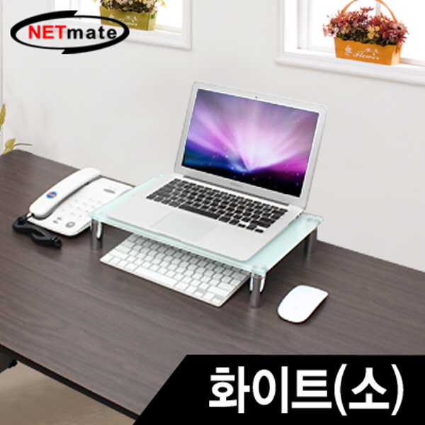 NETmate NM-GCD01W 다용도 강화유리 받침대(화이트/소)
