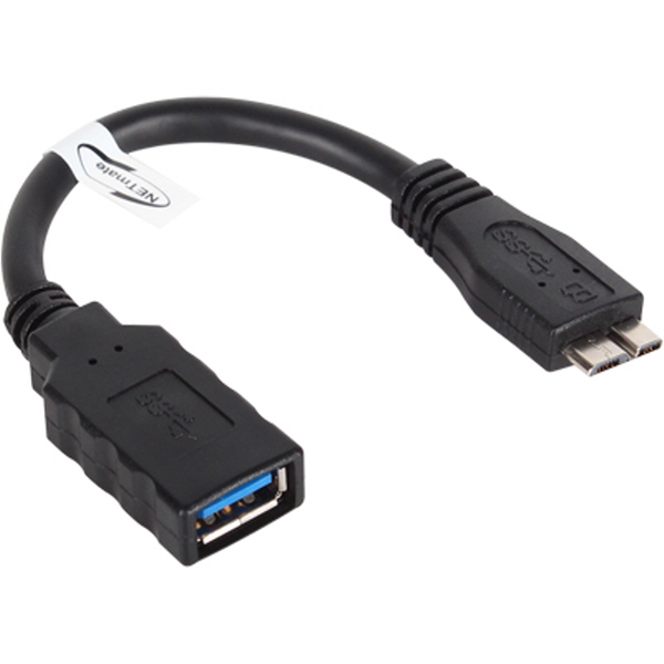 NETmate NM-OTG08 USB3.0 AF-MicroB OTG 케이블 0.15m (블랙)