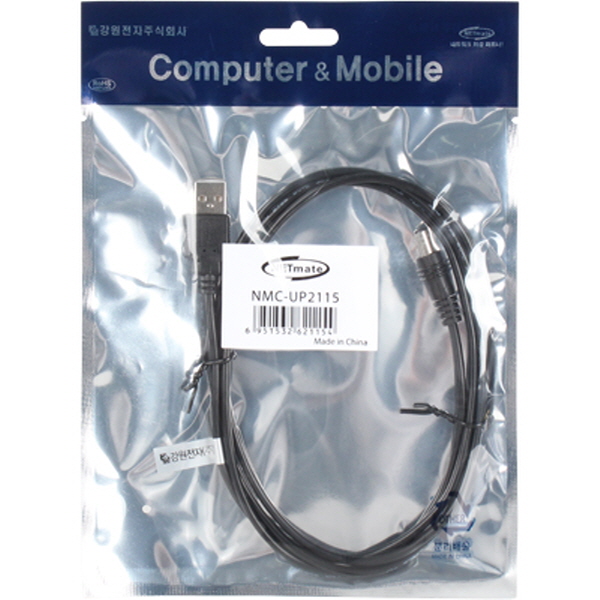 NETmate NMC-UP2115 USB 전원 케이블 1.5m (5.5x2.1mm/18W/블랙)