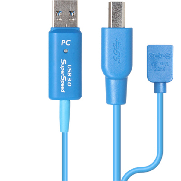 NETmate CBL-U3AOC02-20M USB3.0 Fiber Optic AM-BM 리피터 20m (전원 아답터 포함)