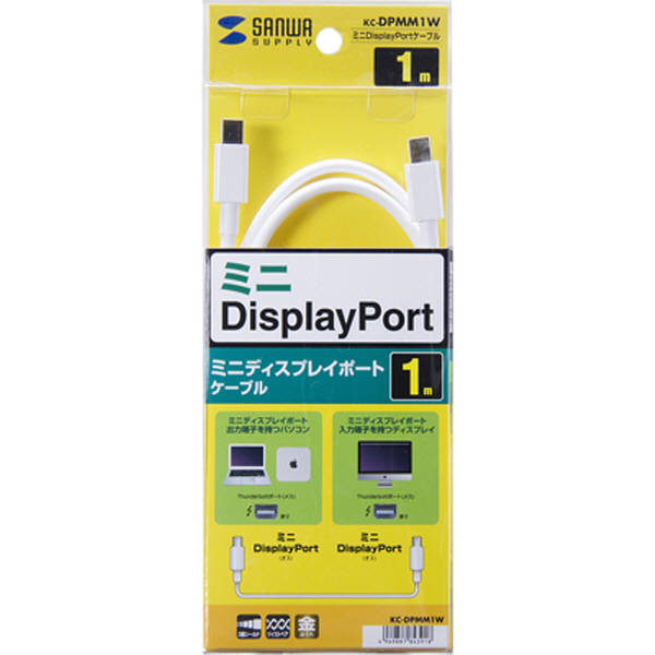 SANWA KC-DPMM1W Mini DisplayPort 1.2 케이블 1m